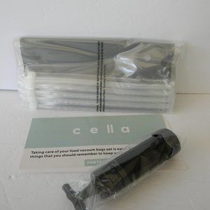 NEW  c e ll a 8-pc Reusable Vacuum Seal Antimicrobial Storage Bags GRAPHITE GRAY